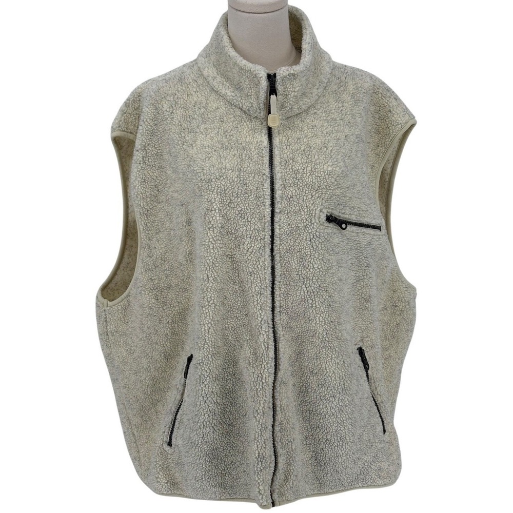 Fieldmaster Sherpa Fleece Vest‎ Full Zip Pockets Cream 2XL